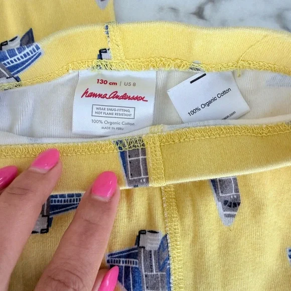 Hanna Andersson Yellow and Blue Airplane Kids Pajama Set - Picture 3 of 7